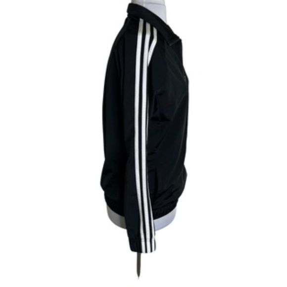 Adidas Full Zip Long Sleeve Black W/ White Stripes Warmup Jacket Size L - Picture 3 of 7